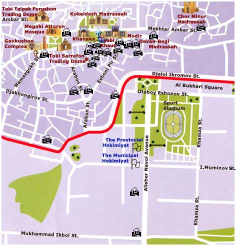Bukhara Hotels Map